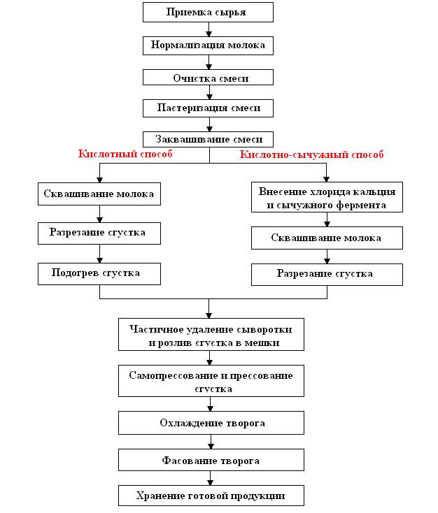 Схема приготовления творога в домашних условиях